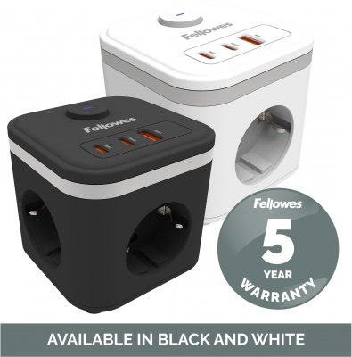 Priza pentru incarcare Filex Power Cube Fellowes, tip F, alb